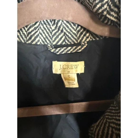 J.Crew Herringbone Excursion Puffer Vest Black White Down Fill Womens Small S - Picture 2 of 5